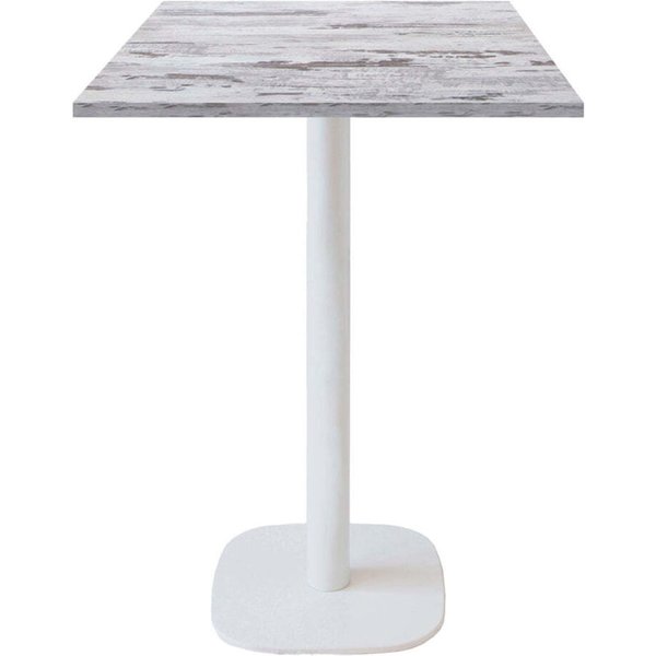 Tavolo alto Round quadrato base bianco - laminato legno & tinta unita RestooTab; 60x60x113 cm (LxLxH); Piano tavolo quercia/bianco, struttura bianco; quadrata