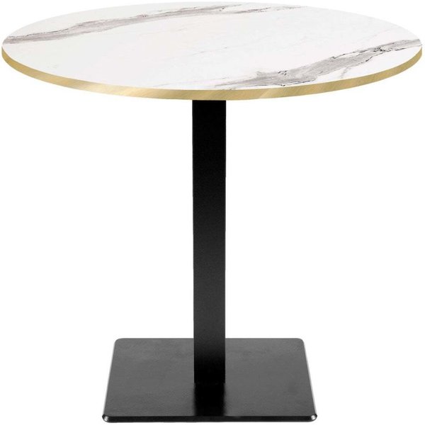Tavolo Milan rotondo - laminato pietra & legno RestooTab; 75x70 cm (HxØ); Piano tavolo bianco, struttura nero; rotonda