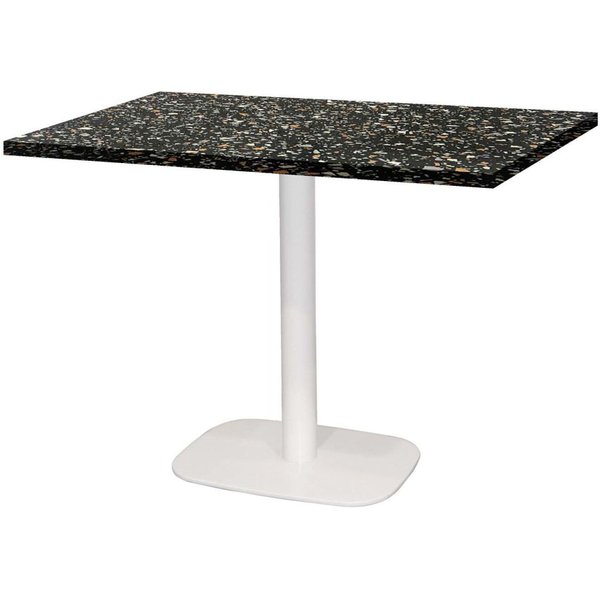 Tavolo Round rettangolare base bianco - laminato legno & pietra RestooTab; 120x70x75 cm (LxLxH); nero/terazzo; rettangolare