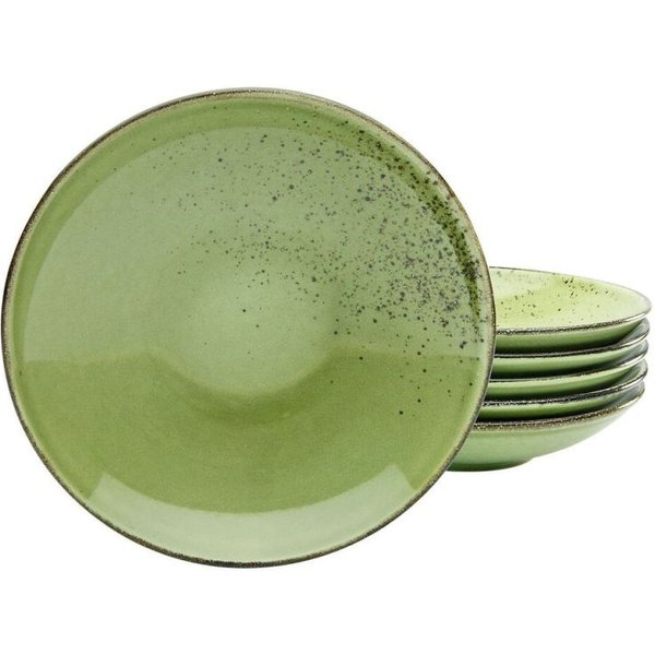 6x CreaTable Collezione Natura - 6 piatti fondi; 450 ml, 22x5 cm (ØxH); verde; rotonda; 6 pz. / Pacco