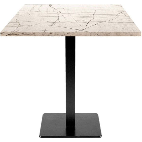 Tavolo Milan quadrato - laminato pietra & legno RestooTab; 70x70x75 cm (LxLxH); Piano tavolo bianco lana/grigio/marmorizzato, struttura nero; quadrata