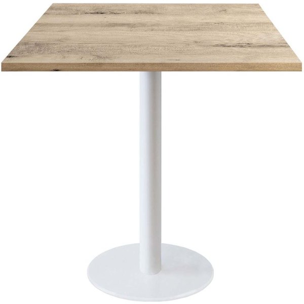 Tavolo Roma quadrato base bianco - laminato legno & pietra RestooTab; 70x70x75 cm (LxLxH); quercia/naturale; quadrata