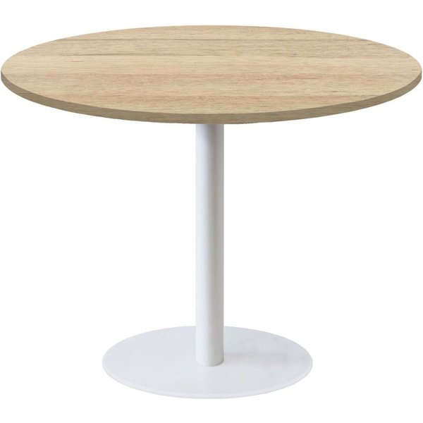 Tavolo Roma XL rotondo base bianco - laminato legno & pietra RestooTab; 75x120 cm (HxØ); quercia; rotonda