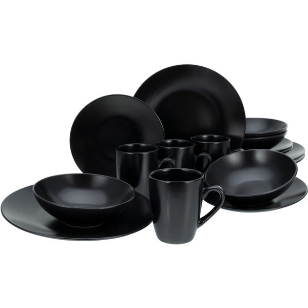 Nero opaco - Servizio da 16 pezzi CreaTable; nero