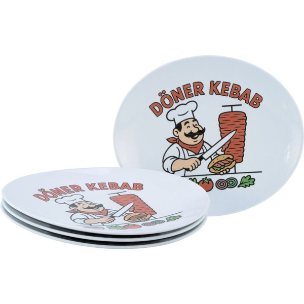 4x CreaTable Gourmet Blanc - Assiettes à kebab, lot de 4; 30.5x26x2.5 cm (LxlxH); multicolore; 4 pièce(s) / Lot
