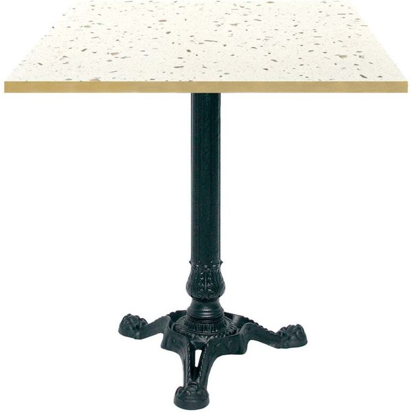 Table Bistrot carrée - chant couleur laiton RestooTab; 70x70x75 cm (LxlxH); blanc/terrazzo/laiton; Structure noir; carré(e)