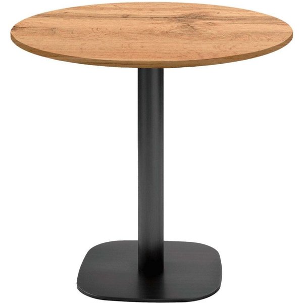 Tavolo Round rotondo - laminato pietra & legno RestooTab; 75x70 cm (HxØ); Piano tavolo quercia, struttura nero; rotonda