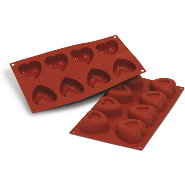 Schneider Moule à pâtisserie en silicone Cœur; 7.2 cl, 30x17.5x3.2 cm (LxlxH); rouge