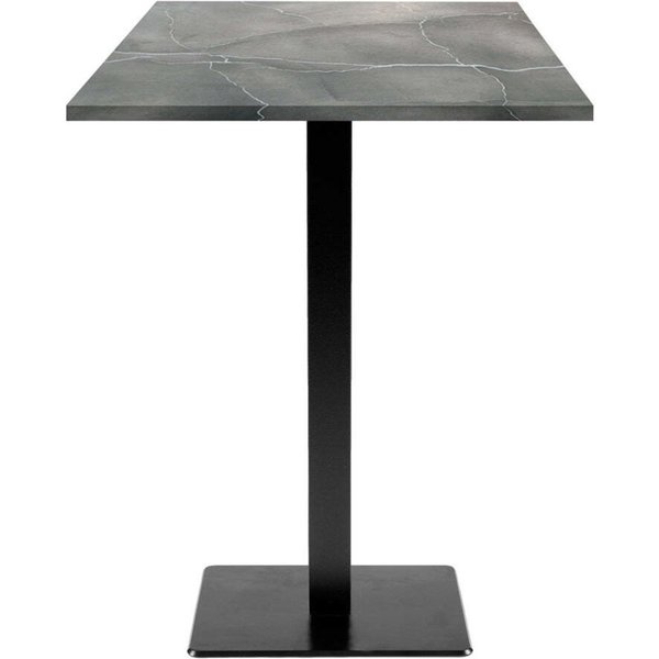 Mange-debout Milan carré - décor pierre ou bois RestooTab; 60x60x113 cm (LxlxH); Plateau gris/bleu/marbré, Structure noir; carré(e)