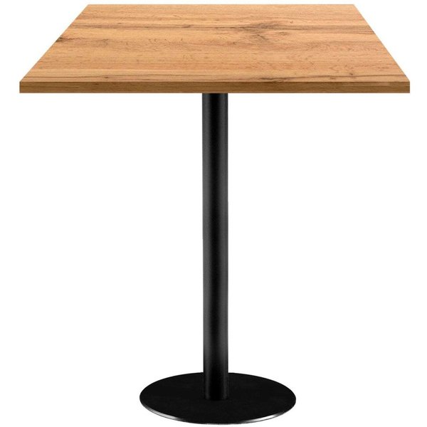 RestooTab Tavolo alto Rome quadrato - laminato legno; 70x70x113 cm (LxLxH); Piano tavolo quercia, struttura nero; quadrata