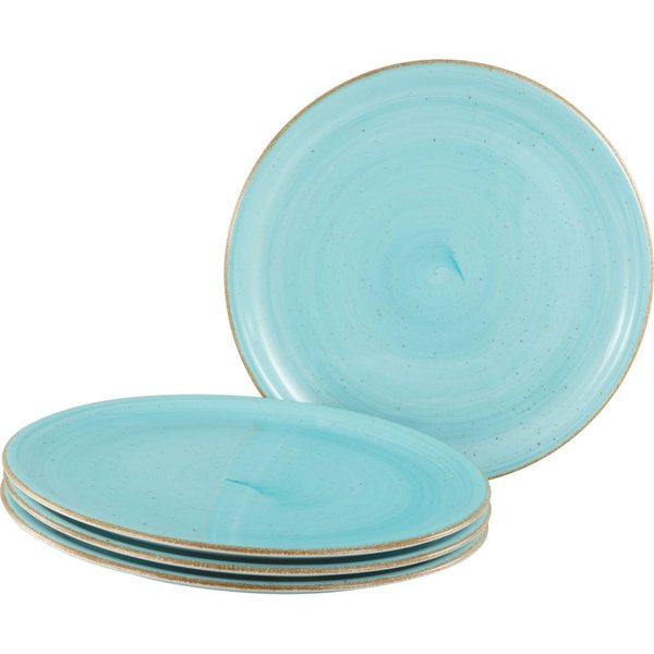 4x CreaTable Assiette à pizza 4 pièces Vintage Nature; 33x33x33x1.8 cm (LxlxØxH); bleu; rond(e); 4 pièce(s) / Lot