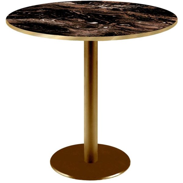 Table Rome ronde pied doré - chant couleur laiton RestooTab; 75x70 cm (HxØ); Plateau noir/doré/laiton, Structure laiton; rond(e)