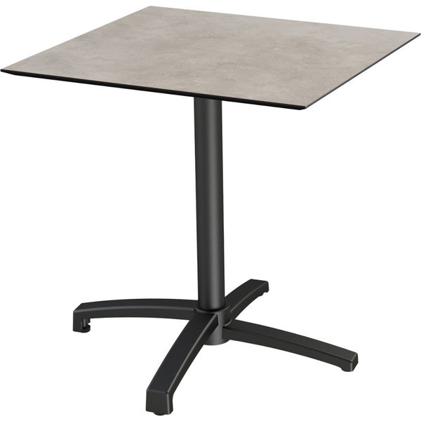 Tavolo da esterno X Cross nero con telaio + HPL quadrato Feros; 74 cm (H); sabbia; quadrata