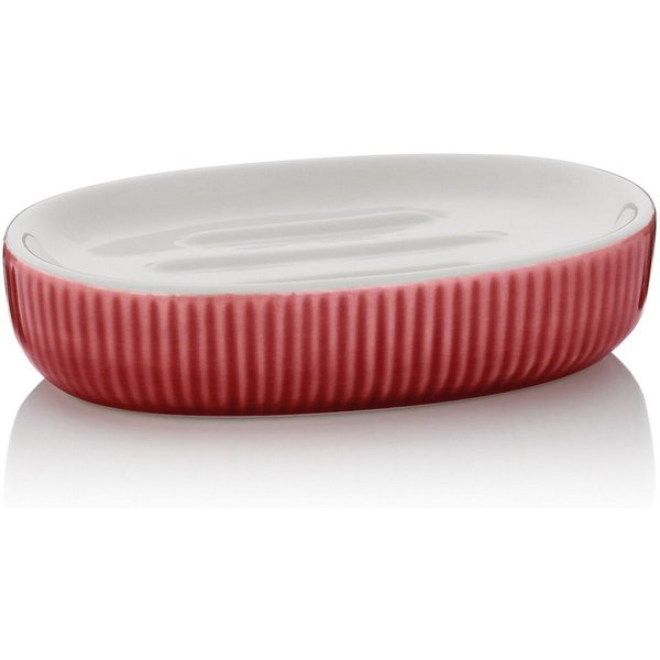 Portasapone Ava in ceramica kela; 8.5x3x13.5 cm (LxHxP); rosso; ovale