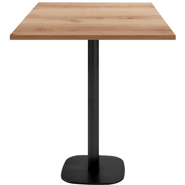 Tavolo alto Round quadrato - laminato pietra & legno RestooTab; 70x70x113 cm (LxLxH); Piano tavolo quercia/naturale, struttura nero; quadrata