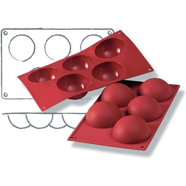Schneider Moule à pâtisserie en silicone demi-sphères; 12 cl, 30x17.5x8x4 cm (LxlxØxH); rouge; rectangulaire