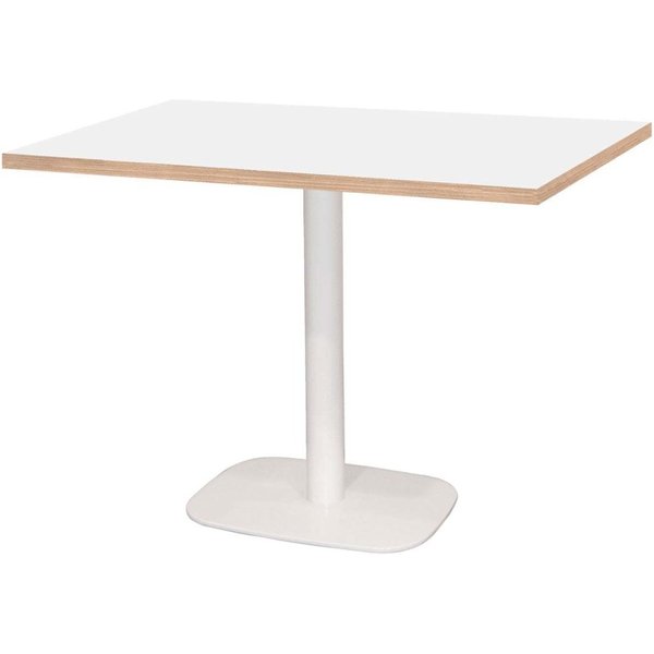Tavolo Round rettangolare base bianco - laminato legno & tinta unita RestooTab; 120x70x75 cm (LxLxH); Piano tavolo bianco, struttura bianco; rettangolare