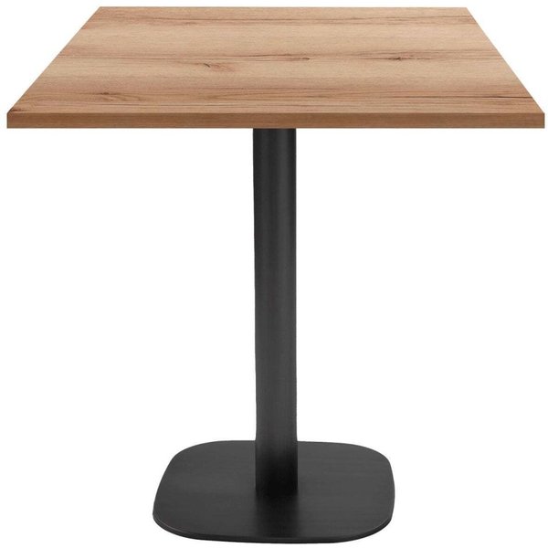 Table Round carrée - décor pierre ou bois RestooTab; 70x70x75 cm (LxlxH); Plateau chêne/naturel, Structure noir; carré(e)
