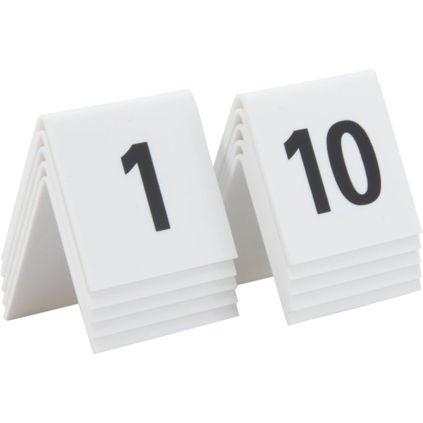 Lot de 10 Numéros de table de 1-10 - Acrylique blanc avec chiffres noirs Securit; 5x5 cm (lxH); blanc