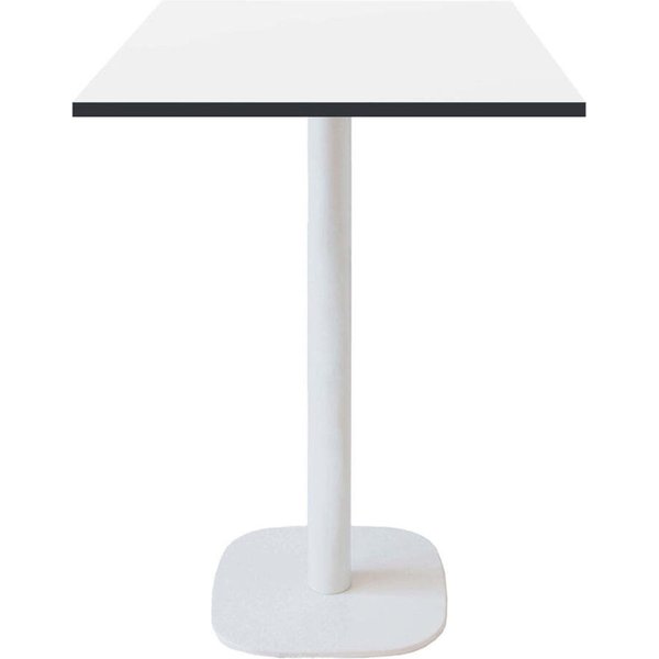 Mange-debout Round carré pied blanc - décor bois ou unis RestooTab; 60x60x113 cm (LxlxH); Plateau blanc/noir, Structure blanc; carré(e)