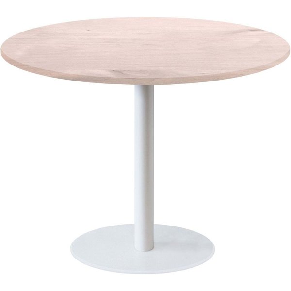 Table Rome XL ronde pied blanc - décor bois RestooTab; 120x120x75x120 cm (LxlxHxØ); bouleau; Structure noir; rond(e)