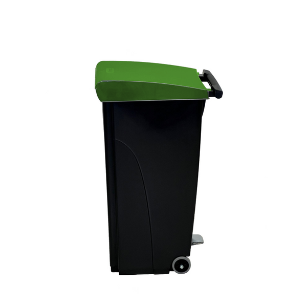 Poubelle à pédale compacte avec couvercle jaune QUATRO; 70 l, 43x81x32 cm (lxHxP); noir/vert; rectangulaire