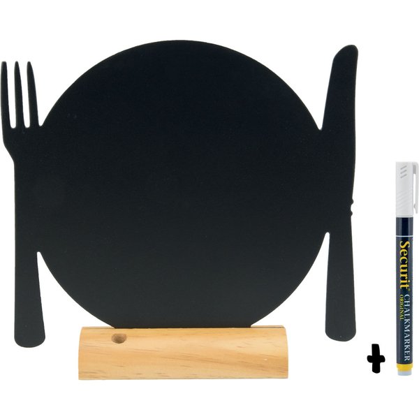 Lavagna da Tavolo a forma di Piatto Securit; 25x24 cm (LxH); nero