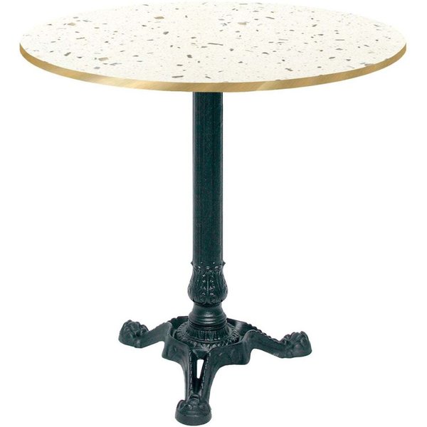 RestooTab Table Bistrot ronde - chant couleur laiton; 70x70x75x70 cm (LxlxHxØ); blanc/terrazzo/laiton; Structure noir; rond(e)