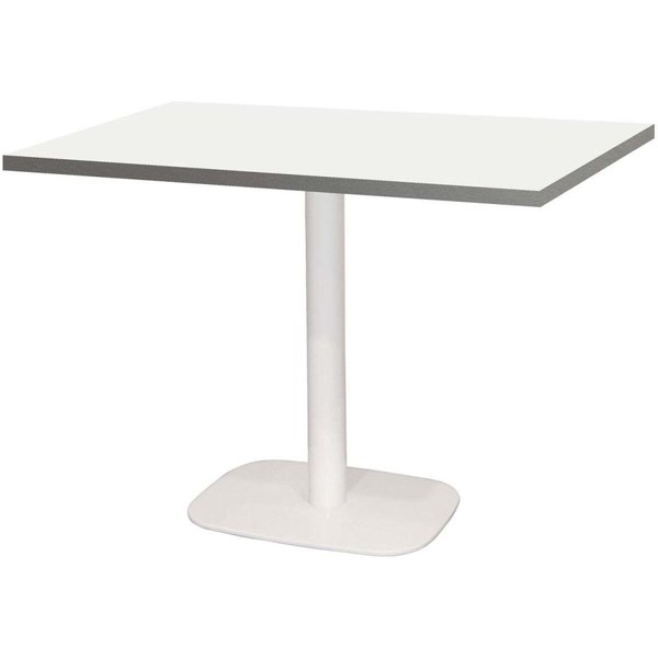 Table Round rectangulaire pied blanc - décor bois ou uni RestooTab; 120x70x75 cm (LxlxH); Plateau blanc, Structure blanc; rectangulaire