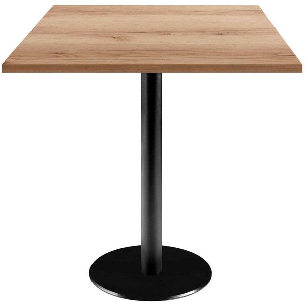 Table Rome carrée - décor bois RestooTab; 70x70x75 cm (LxlxH); Plateau chêne/naturel, Structure noir; carré(e)