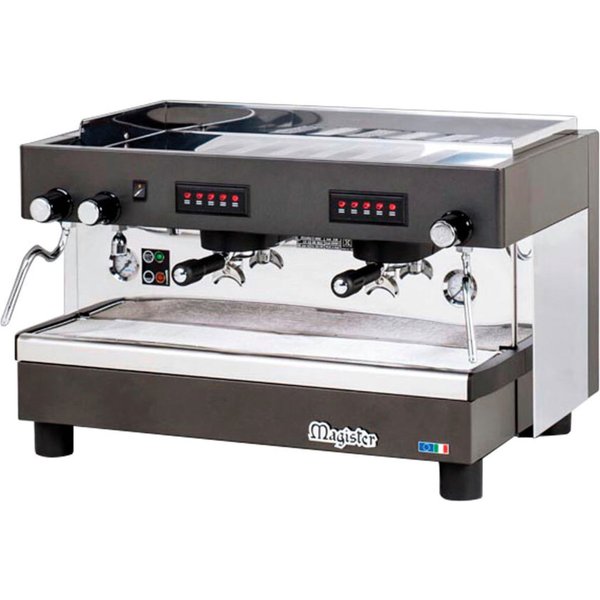 magister Macchina caffè professionale bar portafiltro, 2 gruppi, automatica, HRC, 4,5 kW; 76x49.2x52.5 cm (LxHxP); argento/nero