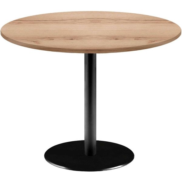 Table Rome XL ronde - décor bois RestooTab; 75x120 cm (HxØ); Plateau chêne/naturel, Structure noir; rond(e)