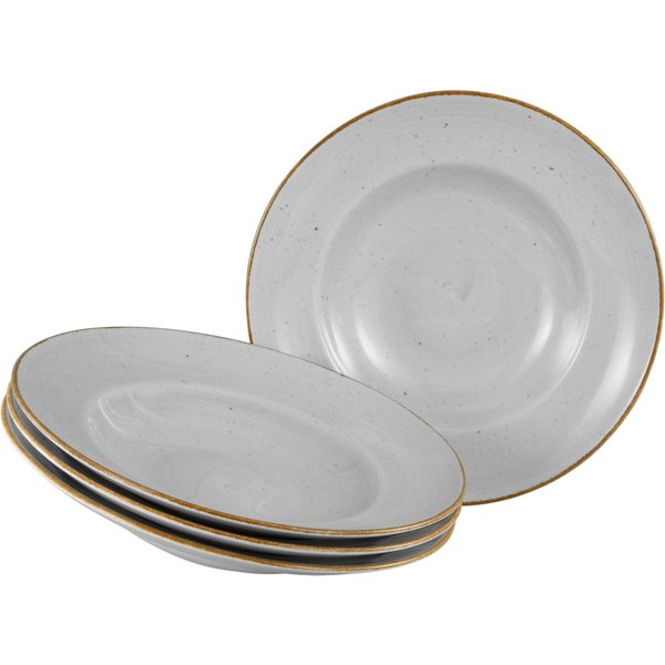 4x CreaTable Assiette à pâtes 4 pièces Vintage Nature; 40 cl, 27x27x27x5 cm (LxlxØxH); gris taupe; rond(e); 4 pièce(s) / Lot