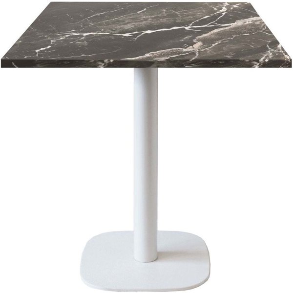 Tavolo Round quadrato base bianco - laminato pietra RestooTab; 70x70x75 cm (LxLxH); Piano tavolo nero, struttura bianco; quadrata