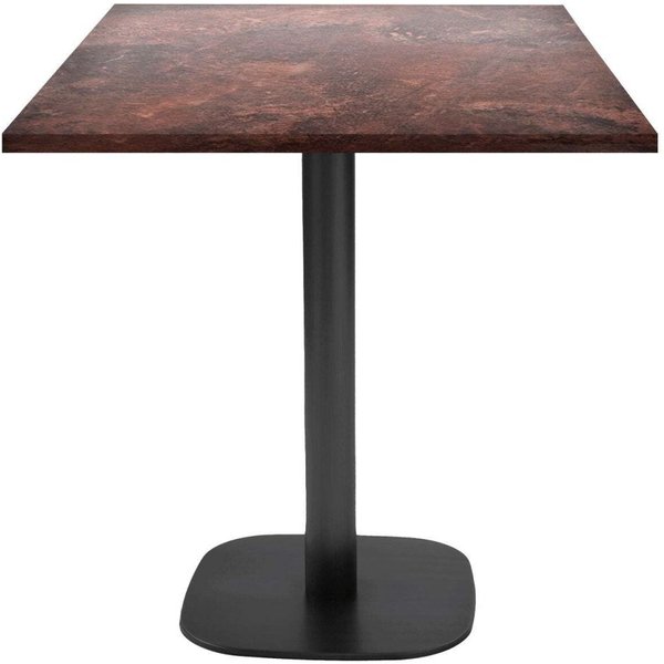 Tavolo Round quadrato - laminato pietra & legno RestooTab; 70x70x75 cm (LxLxH); Piano tavolo metallo arrugginito, struttura nero; quadrata