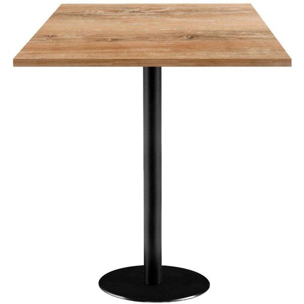 Tavolo alto Rome quadrato - laminato legno RestooTab; 70x70x113 cm (LxLxH); Piano tavolo quercia antica, struttura nero; quadrata