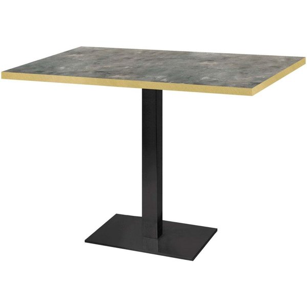 Table Milan - chant couleur laiton RestooTab; 120x70x75 cm (LxlxH); Plateau gris bleuté/laiton, Structure noir; rectangulaire