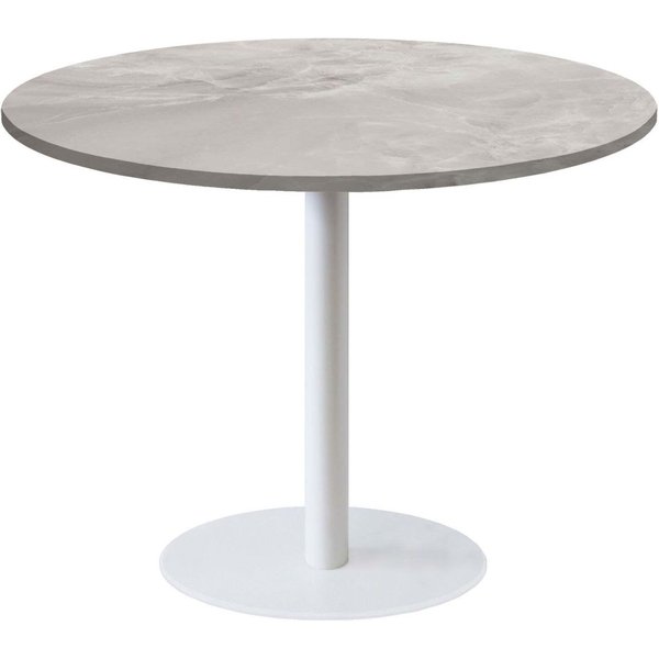 Tavolo Roma XL rotondo base bianco - laminato legno & pietra RestooTab; 75x120 cm (HxØ); beige/grigio/marmorizzato; rotonda