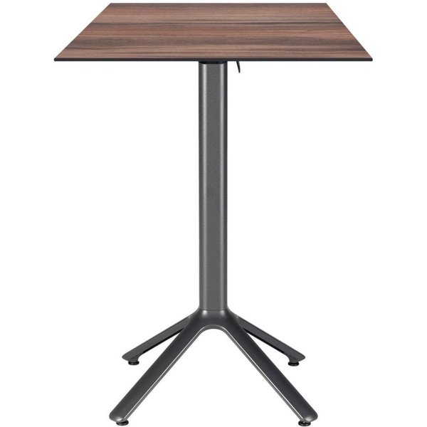 Table haute pliable Nemo pour intérieur/extérieur 60x60 RestooTab; 60x60x110 cm (LxlxH); Plateau chêne fumé, Structure gris foncé; carré(e)