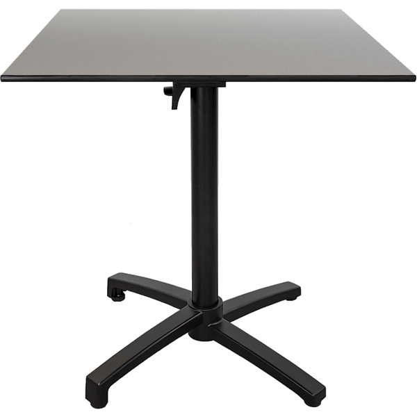 Table rabattable d'extérieur Diabolo RestooTab; 70x70x73 cm (LxlxH); Plateau gris/inox, Structure noir; carré(e)