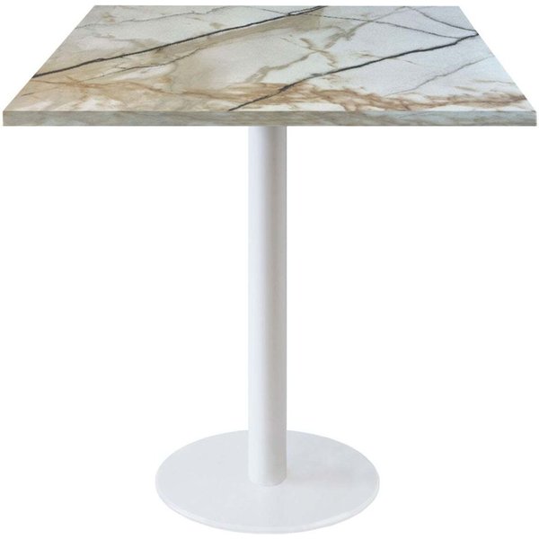 Tavolo Roma quadrato base bianco - laminato legno & pietra RestooTab; 70x70x75 cm (LxLxH); bianco lana/grigio/marmorizzato; quadrata