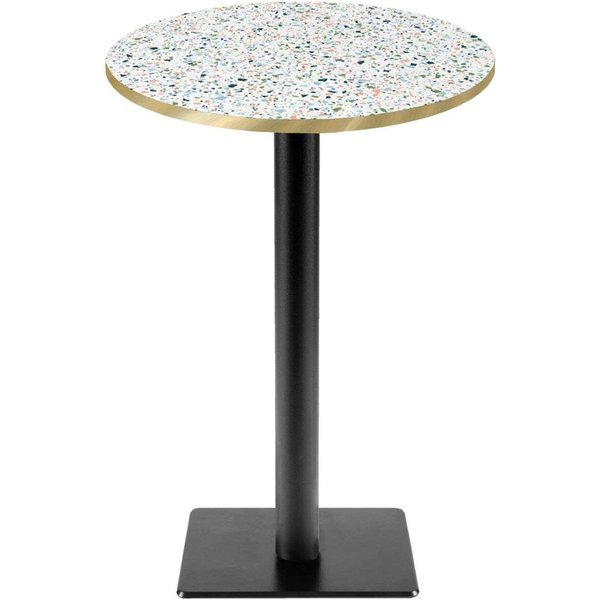 RestooTab Mange-debout Milan-T rond - décors pierres; 113x60 cm (HxØ); multicolore/terrazzo/laiton; rond(e)