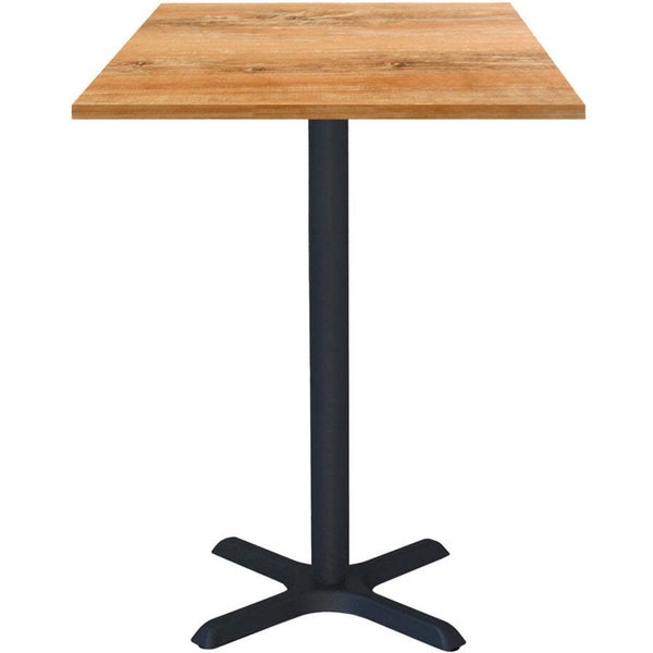 Tavolo alto Dina quadrato - laminato legno & tinta unita RestooTab; 60x60x112 cm (LxLxH); Piano tavolo quercia antica, struttura nero; quadrata