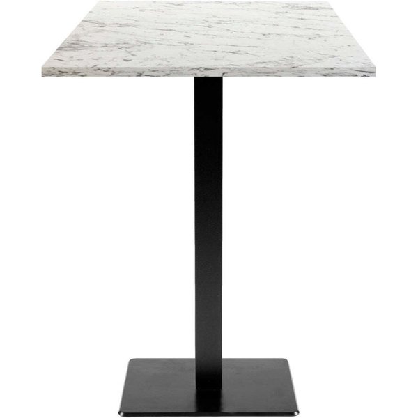 Mange-debout Milan carré - décor pierre ou bois RestooTab; 60x60x113 cm (LxlxH); Plateau blanc/gris taupe/marbré, Structure noir; carré(e)