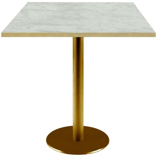 Tavolo Roma quadrato base dorato - laminato pietra & canti ottone RestooTab; 70x70x75 cm (LxLxH); beige/marrone/ottone; quadrata