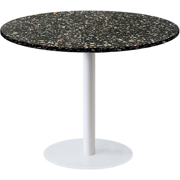 Tavolo Roma XL rotondo base bianco - laminato legno & pietra RestooTab; 75x120 cm (HxØ); nero/terazzo; rotonda