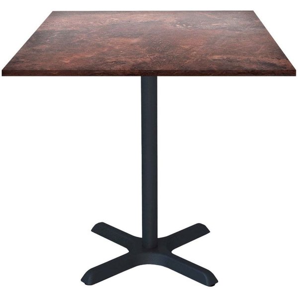 Table Dina carrée - décor pierre RestooTab; 70x70x74 cm (LxlxH); Plateau rouge, Structure noir; carré(e)