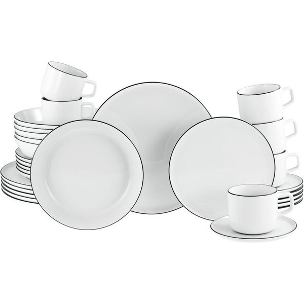 Collezione Chef - Servizio combinato da 30 pezzi CreaTable; bianco/nero