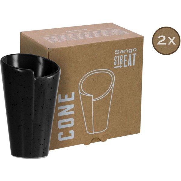 2x CreaTable STREET FOOD - Cono da 2 pezzi nero; 300 ml, 9.5x15 cm (ØxH); nero; rotonda; 2 pz. / Pacco