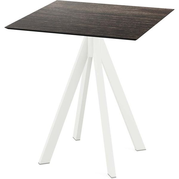 Tavolo da esterno Infinity bianco con telaio + HPL quadrato Feros; 70x70x73.2 cm (LxLxH); marrone scuro; quadrata